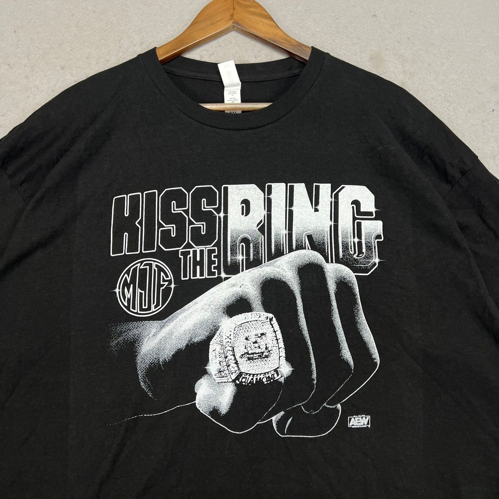 AEW MJF Kiss The Ring Graphic T-Shirt Mens XXL Black Wrestling Tee 100% Cotton
